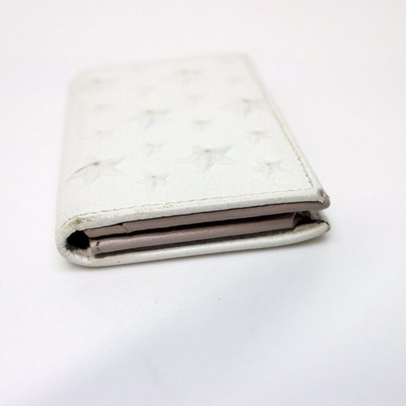JIMMY CHOO Star Embossed Business card holder Card Case White Leather - Picture 6 of 6